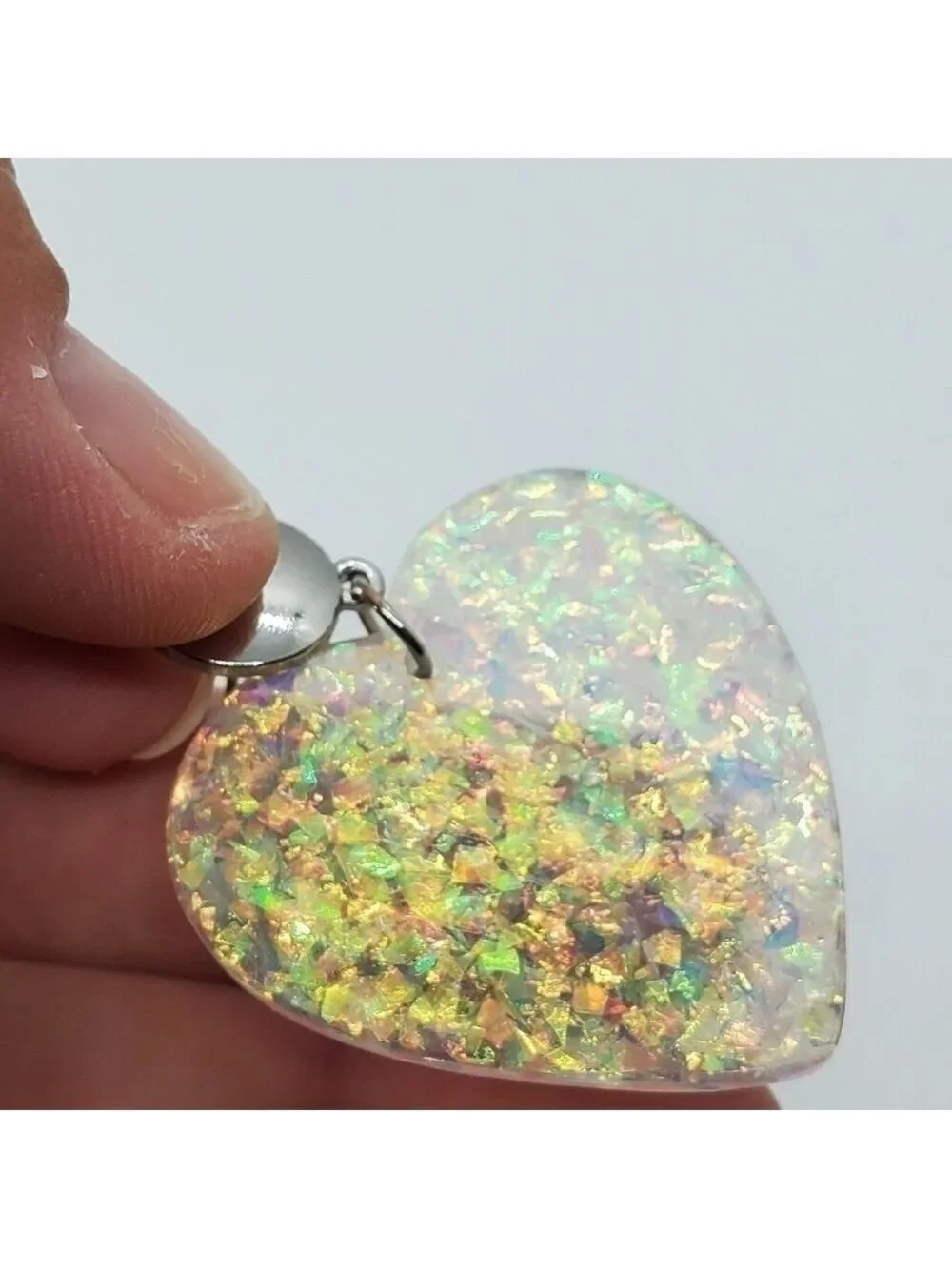 Confetti heart dangle silver button earrings